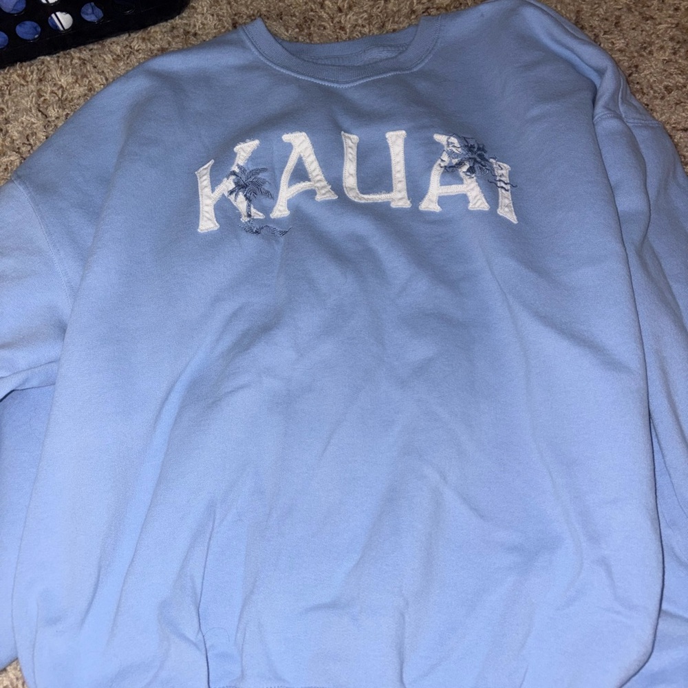 Hollister Blue Crew Neck Sweater with Kauai Design